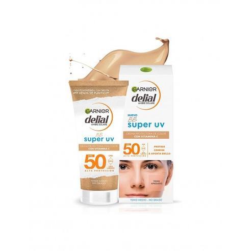 Garnier - Crema BB Super UV con color SPF50+ medio 50 ml, protector solar diario con vitamina C y glicerina para piel… — oferta en Miravia
