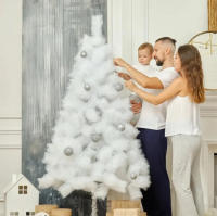MEJORADA Árbol de Navidad BLANCO 120-210cm, Abeto Artificial Ignífugo con Hojas de Aguja, Decoración Navideña Ideal para Hogar, Oficina y Local con Soporte Metálico - details 9