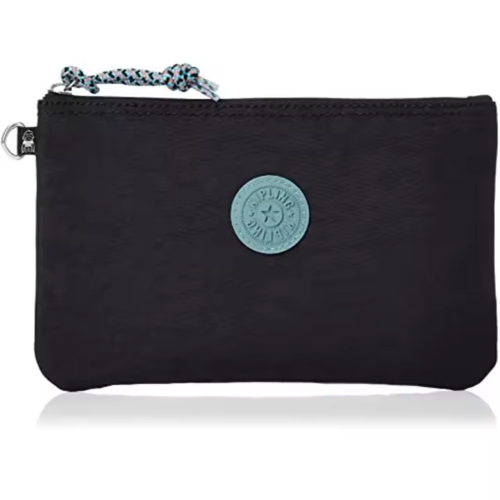 KIPLING - Bolso Casual Pouch - Black Teal B - De Cremallera - Mide 22x14cm - Color Negro y Verde - Calidad para Deporte y Ocio - 1