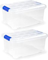 5L- Cajas de almacenaje de plástico transparente con tapa y cierres a presión, perfecta para organizar armarios, garajes, almacenamiento en el hogar o el trabajo -29*19*14cm - details 0