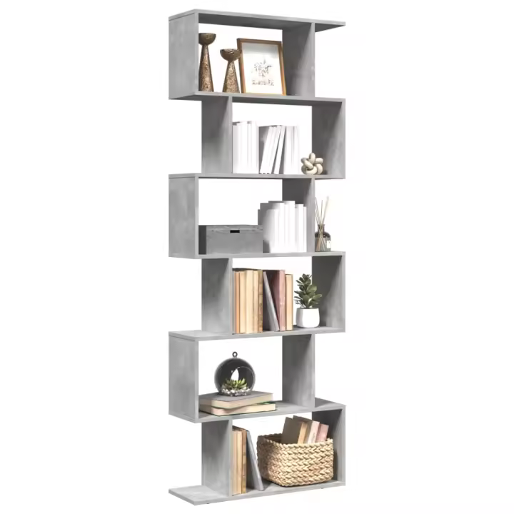vidaXL Librería divisor 6 niveles madera ingeniería 70x24x193cm en color Blanco/Roble Sonoma/Marrón roble y más - 1