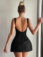 Vestido Mini Elegante A-line Para Mujer Sin Mangas Abierta Espalda Descubierta Color Sólido Vestido De Fiesta Vestidos - details 2