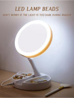 Espejo De Maquillaje Con Luz LED Daylight Espejo De Vestíbulo Rotación 360° Base Desmontable/Con Almacenamiento 3 Modos Con Luz Cargador USB - details 1