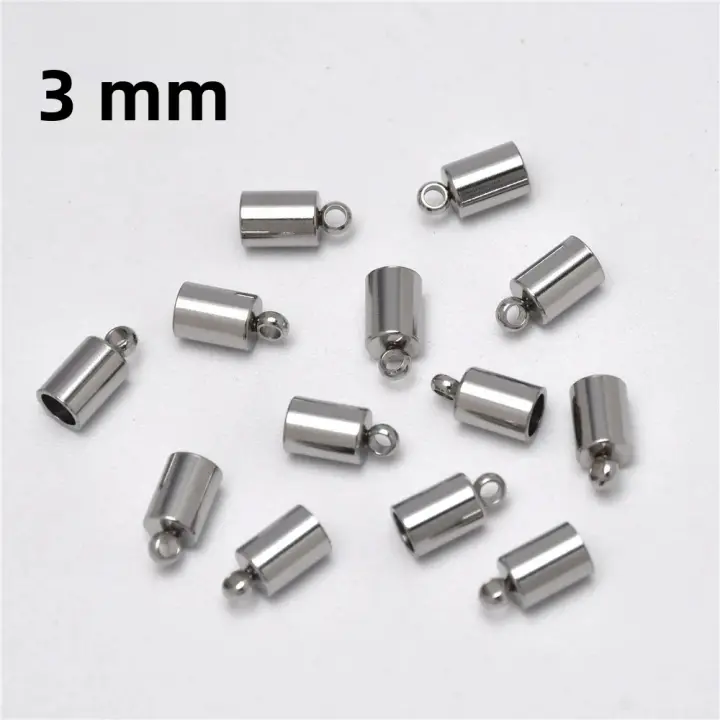 10Pcs De Acero Inoxidable Capas De Borracha Para Cables 2-10mm Con Anillo Para Hebillas Y Trenzas De Cuero Para Fabricación De Joyas DIY - 1