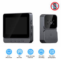 Videoportero, Videoportero inalámbrico de 4,3 pulgadas, cámara de timbre con monitor, detección humana, audio bidireccional, función de visión nocturna + tarjeta de memoria 64G - details 0