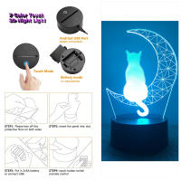 Lámpara De Noche LED 3D De Gato Lindo Para Niños Luz De Escritorio Para Dormitorio Con Toque Inteligente Regalo De Cumpleaños Decoración Para El Hogar - details 9