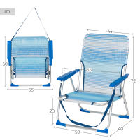 AKTIVE Silla playa plegable, Silla baja de playa, Azul rayas, 44x35x72 cm, Incorpora topes antivuelco, Asa de hombro, Soporta 110 kg, Sillas de playa, Sillas de playa bajas, Sillas de playa plegables, Sillas plegables de playa - details 3