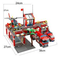 Bloques De Construcción De La Ciudad Serie Estación De Bomberos Con Camión Helicóptero Barco Juguete Asamblea Para Niños Regalos - details 1