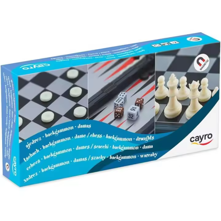 Cayro - Ajedrez - Backgammon - Damas. Estuche plegable magnético. Juego estratégico - 1