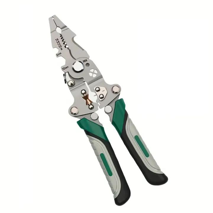 16 in 1,Industrial Grade Alicate de Corte y Pelado de cables plegable de Grado Industrial, herramienta múltiple de Maple DE ALTO Carbono duradera para Corte, crimpado y Pelado-Ideal para todo type de trabajo Eléctrico - 1