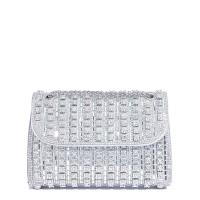 Bolso De Noche Elegante Con Diamantes Y Cadena Lujosa Para Mujer Bolso De Mano De Fiesta Bolsa De Envelope PU Con Cierre De Cremallera - details 4