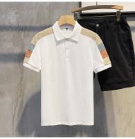 Camiseta Corta Para Hombre Polo Spliced Moda Verano Talla Grande Versátil Top Encantador Estilo Coreano Cuidado Facil - details 6