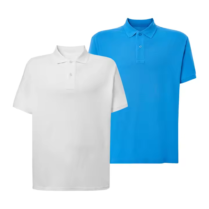 Pack de 2 Polos de Manga Corta para Hombre - Premium - 100% Algodón de Alta Calidad - 100% Algodón Peinado Preencogido - Color Blanco y Azul - Marca SO Wear Siempre Original - 1