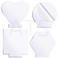 4 Pcs Hojas De Acrílico Transparentes Diferentes Redondas Cuadradas Corazón Pentágonas Panel Grueso 3.8 Mm Para DIY Display - details 0