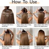 Extensiones De Cabello Sintético 6Pcs/Set 22 Pulgadas Rizado Recto Ombre Fibra Resistente Al Calor Con 16 Clip Para Mujeres Uso Diario - details 5