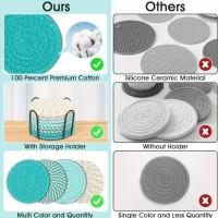 Juego De 8 Tapetes De Algodón Tejido Con Soporte Para Protección De Mesas Decoración De Mesa Restaurantes Y Cafeterías - details 3
