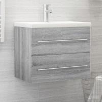 vidaXL Mueble de lavabo madera de ingeniería 60x38,5x48 cm en color Negro/Gris sonoma/Roble Sonoma y más | almacenamiento funcional diseño moderno para baño dormitorio sala - details 1