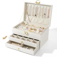 Joyero Para Mujer - Joyeros Mujer Organizador Grande - Organizador Joyas Extraíble de 3 Capas Para Almacenar Joyas - Anillos, Pendientes, Pulseras y Collares, Joyeros Mujer Organizador de Cuero Impermeable - details 0