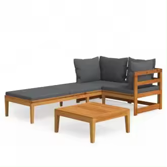 VIDAXL 3087279 conjunto de muebles para jardín de acacia natural con cojines color gris oscuro vida xl - 1
