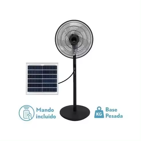 FABRILAMP Ventilador De Pie Negro 30W 3 Velocidades 5 Aspas Puerto USB Batería De Litio 112x41x38cm SOLAR RIALTO - 1