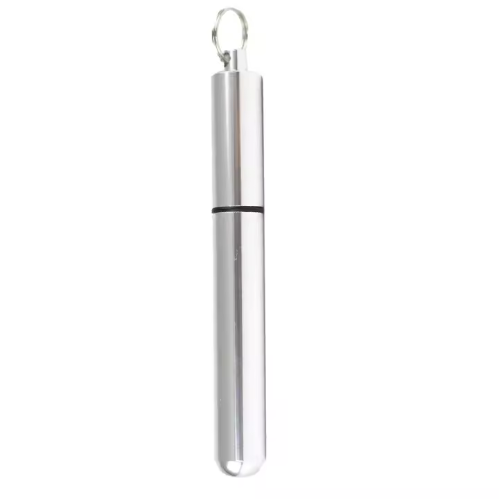 Bolígrafo De Hilo Pequeño De Acero Inoxidable Portátil Botella Aluminio Esterilla Llavero De Dientes Y Preguicas Recipiente Para Hilo Y Tabaco - 1
