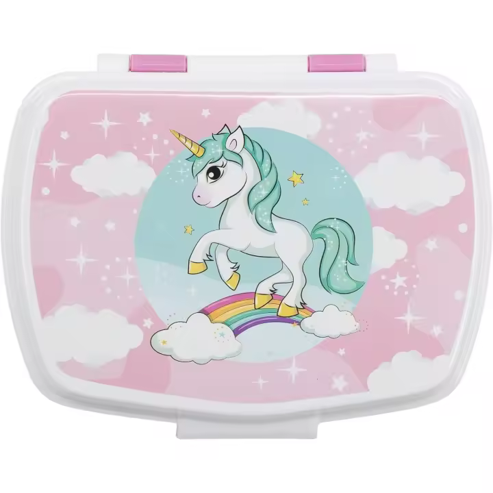 Fiambrera rectangular para el almuerzo infantil unicornio arco irirs marca Stor 17 cm x 13,3 cm - 1