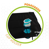 Aktive - Mesa plegable camping de tela, color negro, 61x50x51 cm, uso exterior, tablero removible, estructura plegable, soporta 30 kg, estructura de acero, tablero de poliéster, topes antivuelco, 2 posavasos con rejilla, incluye bolsa, mesa portátil - details 3
