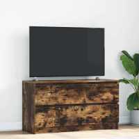 vidaXL Mueble para TV madera contrachapada 100x35x54 cm en color Blanco/Marrón roble/Roble Sonoma y más | almacenamiento funcional diseño moderno para baño dormitorio sala - details 3