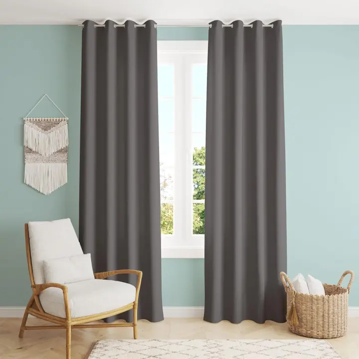 Shoppe house - Cortina Salón Dormitorio Liso - Cortina con Ojales Poliéster Color Sólido para Salón Dormitorio 140x260cm - 1
