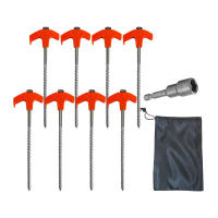 Piquetes De Acero Para Tienda De Campaña 20/25/30cm Ancoras De Tierra De Alta Resistencia Con Rosca Y Agujero Hexagonal Para Colocar En Suelo - details 8