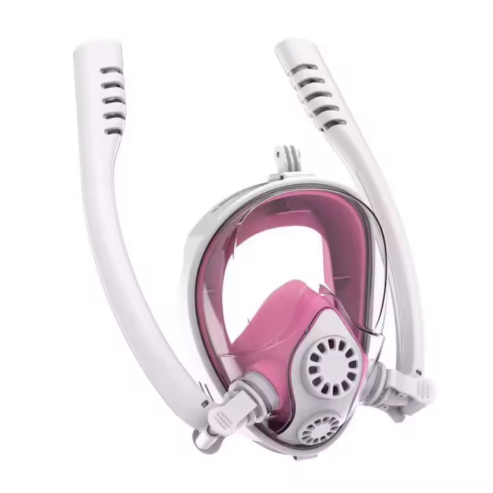 Máscara de snorkel de doble tubo totalmente seca, antiasfixia, antiempañamiento, integrada, de alta definición, con amplio campo de visión. - 1