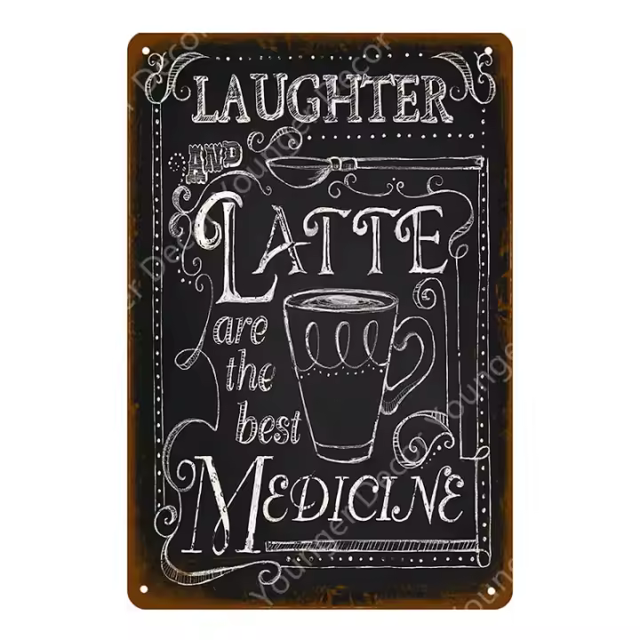 Placa De Menú De Café Vintage Para Decoración De Pared En Casa Bar Café Pub Tablero De Metal Antiguo Estilo Retro YJ177 - 1