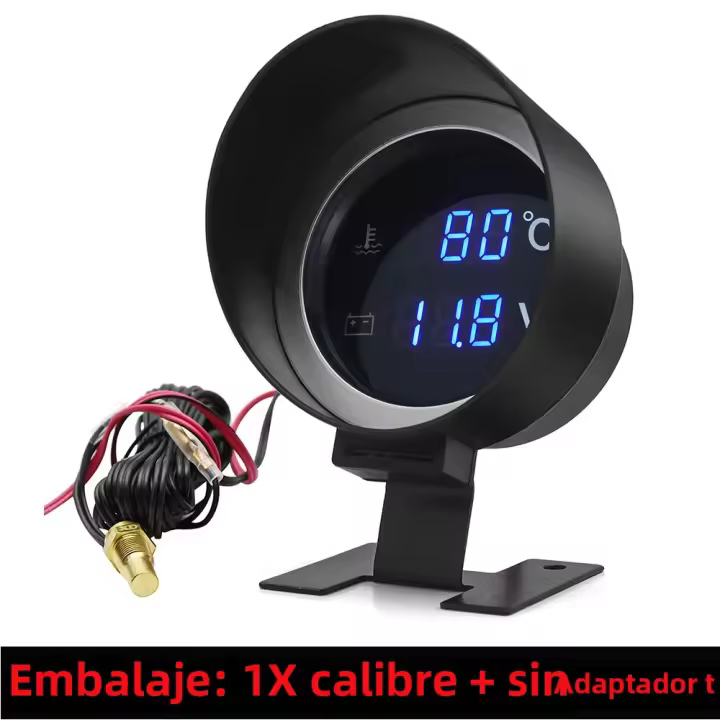 Gauge De Temperatura De Agua Para Coche Y Motocicleta 2-en-1 Con Sensor Y Adaptador LCD Digital Voltímetro Auto Temperatura Rango -10~110℃ - 1