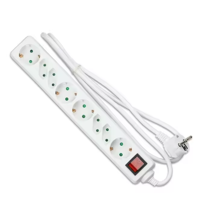 Enchufe 8 tomas combinado Blanco (3G1.5MM2 X 1.5M) VT-1118  V-TAC - 1