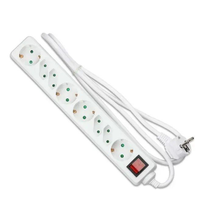 Enchufe 8 tomas combinado Blanco (3G1.5MM2 X 1.5M) VT-1118  V-TAC - 1