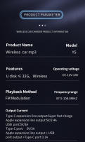 Reproductor De Música MP3 Para Coche Con Estéreo Hi-Fi Llamada Hands Free Cargador Rápido Y Cables Retráctiles Para iPhone Xiaomi Huawei Negro - details 14
