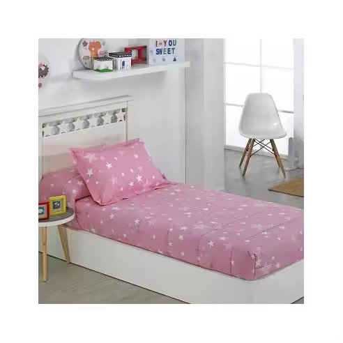 Edredón Ajustable Infantil Cama 90 y Cama 105 Estrellitas Rosa Sibiles TC00954 Edredon Cama Nido, Edredón Esoecial Litera - 1