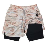 Shorts De Gimnasio Para Hombre Con Bolsillos Y Cremallera 2 En 1 Secado Rápido Fitness Bodybuilding Deportiva Ropa De Playa - details 2