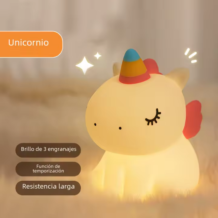 Lámpara Nocturna De Silicona Unicornio Para Niños Luz LED Recargable Por USB Decoración De Habitación Animales De Peluche Regalo Para Niños - 1