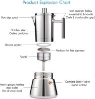 Cafetera espresso de Cocina Easyworkz de Maple inoxidable, cafetera italiana, cafetera Moka De inducción. - details 0