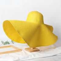 Sombrero De Playa Para Mujer Grande Y Plegable Con Protección UV Sombrilla De Verano De Paja Estilo Casual Para Bodas - details 21