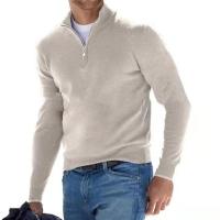 Sudadera cálida para hombre, suéter informal con media cremallera, cuello en V, manga larga, Color sólido, Top de otoño e invierno - details 6