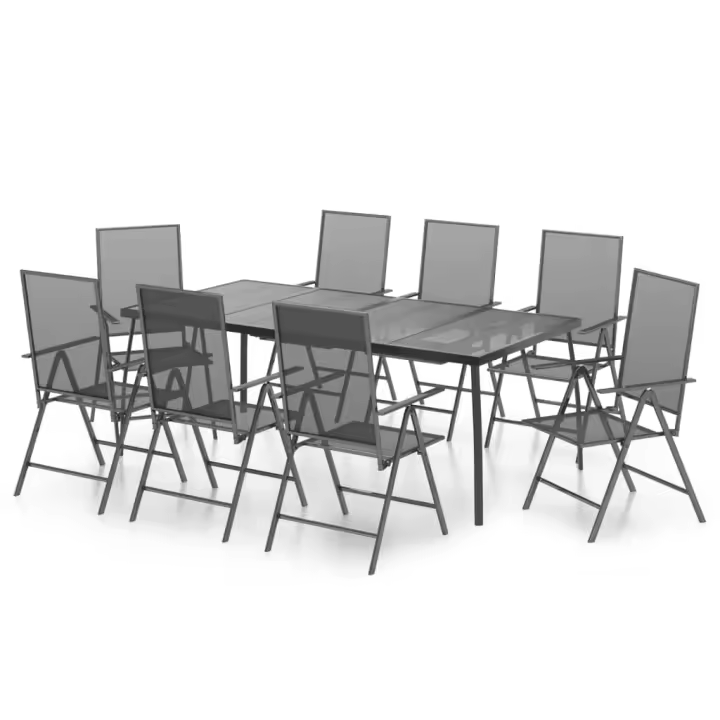 vidaXL Juego de comedor de jardín 9 piezas acero gris antracita - 1