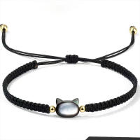 Pulsera De Gato Negro Y Blanco Ajustable Para Mujer Con Encanto De Luna Natural Y Obsidiana Diseño Sencillo Hecho a Mano Pulsera Lindo Gato Para Niñas - details 0