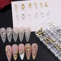 12 Grillas De Encantos De Uñas Punk Metálicos Con Rosas Florales Doradas Y Plateadas Joyería Vintage Para DIY Accesorios De Decoración De Jardín - details 1