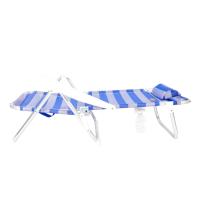 DEVESSPORT Silla de Playa Plegable con Asas y Protecciones | Silla de Playa Reclinable Resistente con Protecciones para Playa y Camping Azul y Blanca - details 5