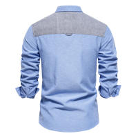 Camisa Oxford de talla europea para hombre, tops informales de manga larga con bloques de color de alta gama, primavera 2024 - details 6