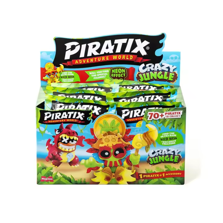 MAGIC BOX - DISPLAY 24 ONE PACK PIRATIX CRAZY JUNGLE - PIRATIX - CRAZY JUNGLE - NUEVA COLECCION - PRODUCTO OFICIAL - IDEAL PARA REGALAR - PARA NIÑOS Y NIÑAS - MR POPYE - 1
