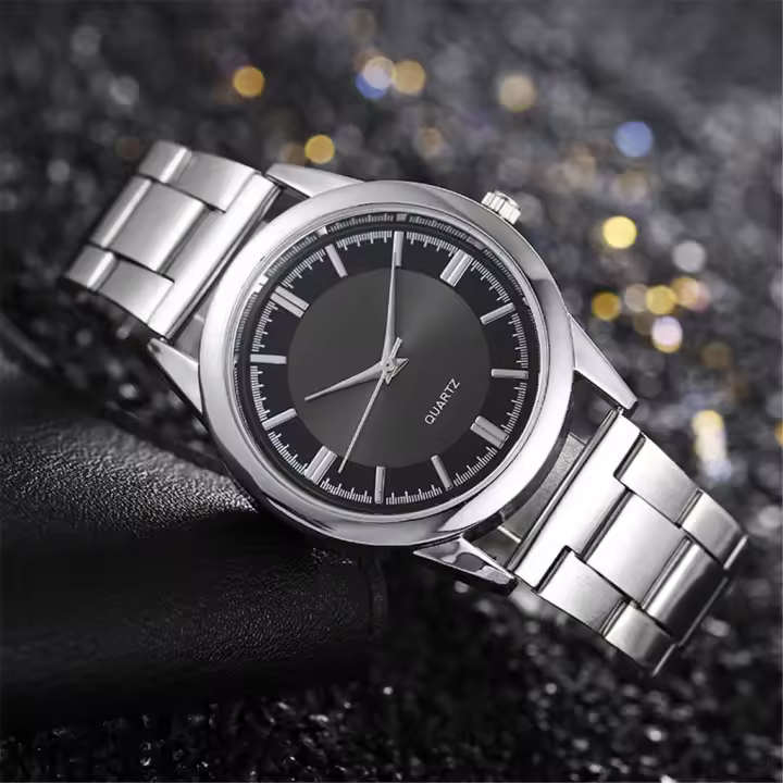 Reloj De Negocios Minimalista Para Hombres Cadena De Malla De Acero Inoxidable Estilo Casual Pulsera De Aluminio Calendario Relojes Hombres - 1
