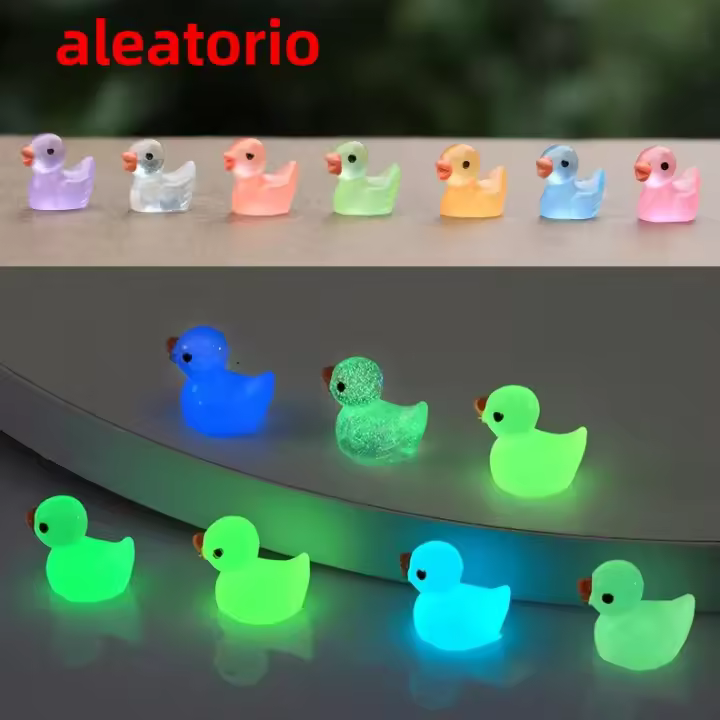 50Pcs Pato Miniatura Luminosa Con Gafas De Resina Para Decoración DIY De Hogar Y Micro Paisaje Figuras De Animales Estilo Pastoral - 1